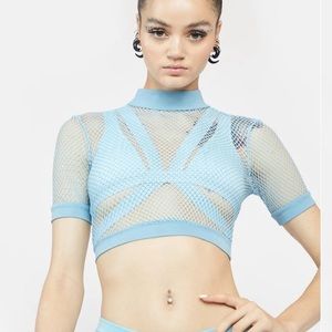 Dolls kill fishnet rave crop top